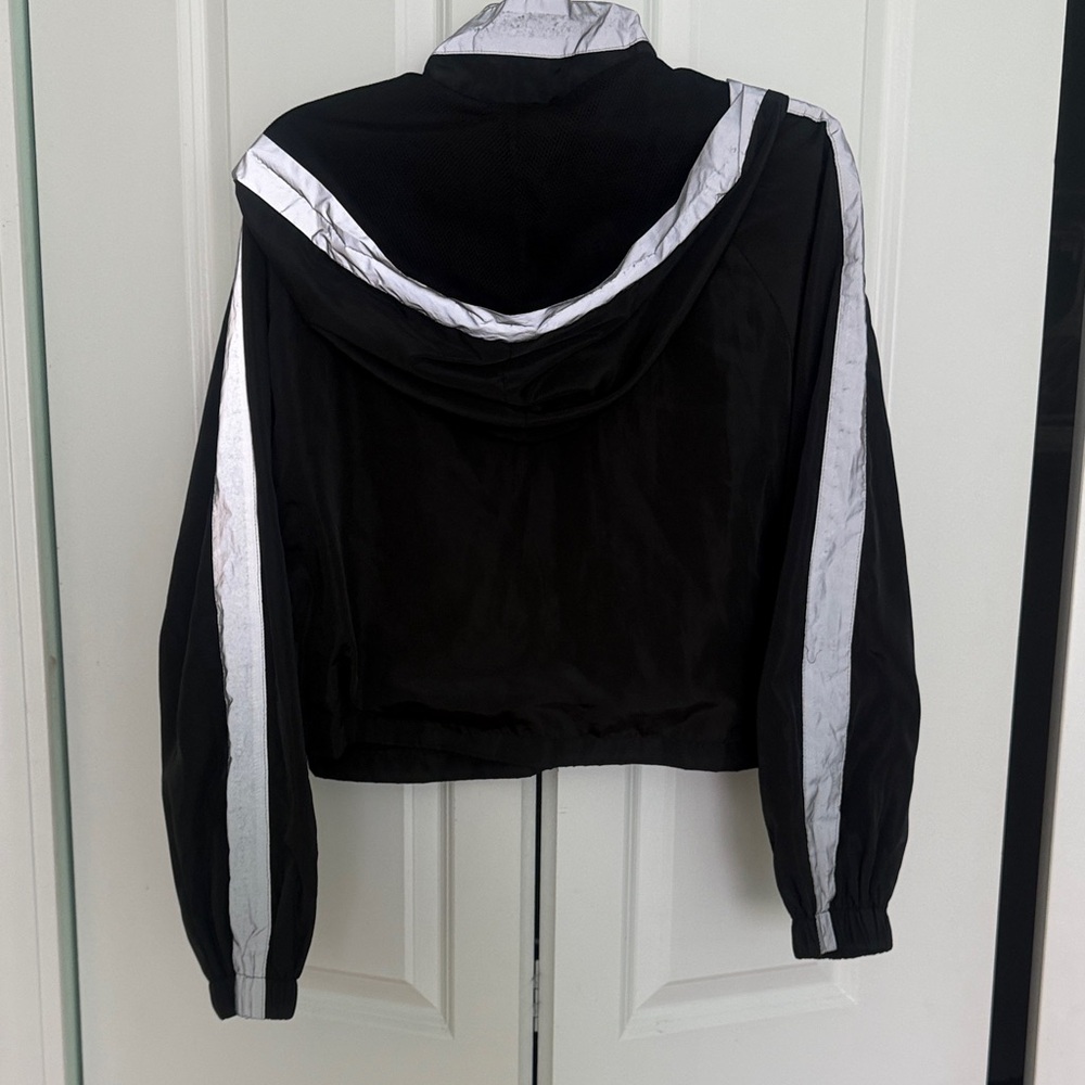 Forever 21 Colorblock Utility Jacket with Hood Black White Medium - Picture 8 of 9